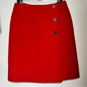 Talbots 100% Wool Cherry Red Holiday Winter Pencil Skirt Size 12 NWT